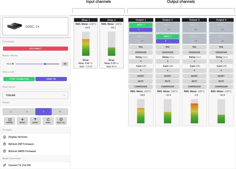 miniDSP DDRC-24 in device console