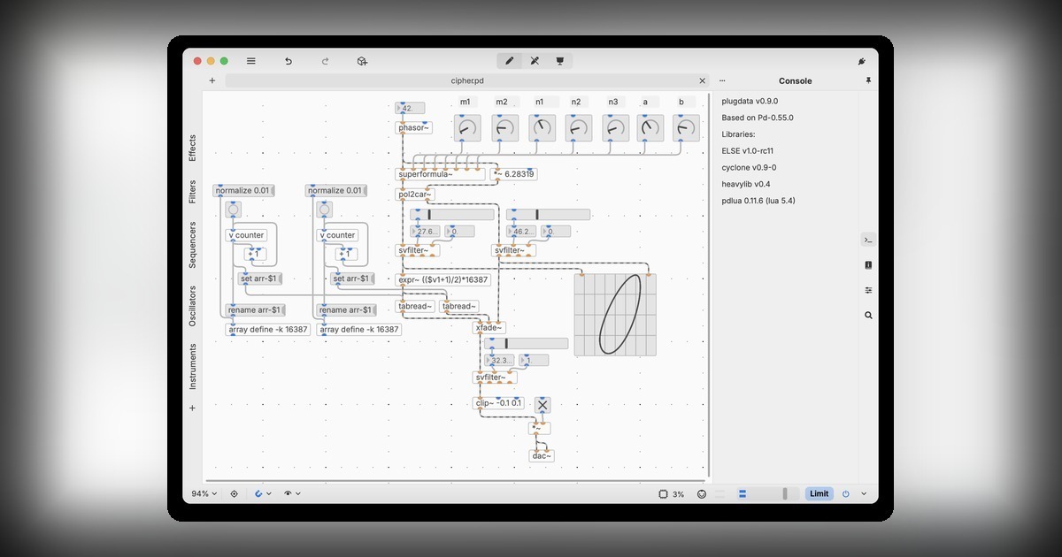 plugdata v0.9.3 + Cyclone - DigiLog 聲響實驗室