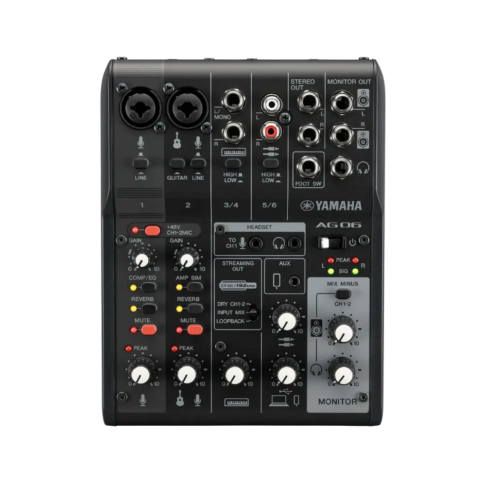 Yamaha AG06 MKII 直播型錄音介面/混音器 MK2 黑色款 聲卡 - 主圖