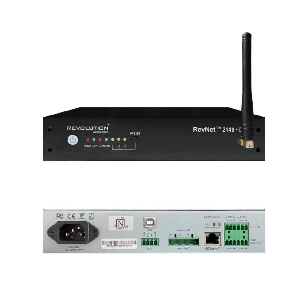 RevNet™ 2140 Dante 擴大機 介面