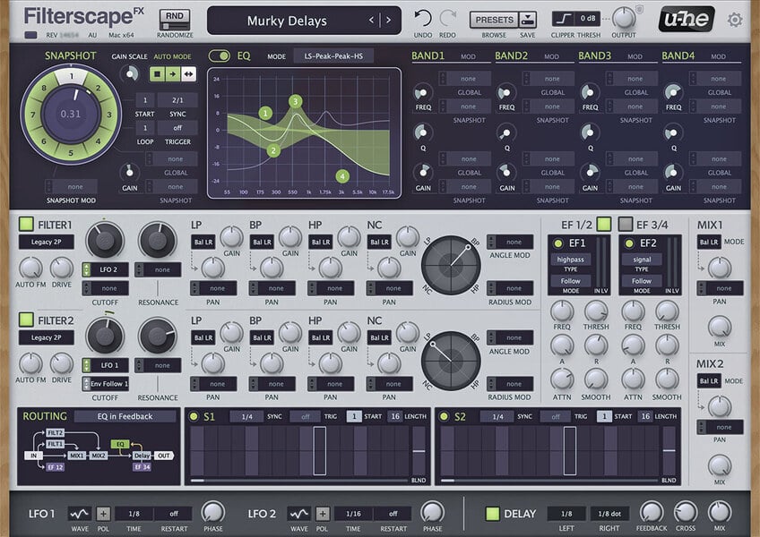 u-he Filterscape 變形等化器 / 濾波器 Plugin (下載版) - 效果器軟體 Plugin