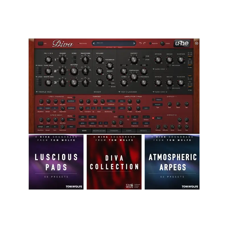 u-he Diva Tom Wolfe Bundle 類比合成器音源 + 150 組音色套組 Plugin (下載版) - 主圖