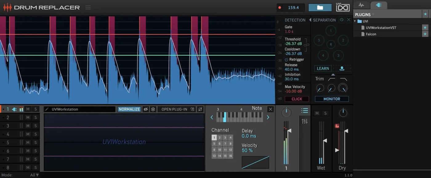UVI Drum Replacer 智慧鼓組替換效果器 Plugin (下載版) - 效果器軟體 Plugin