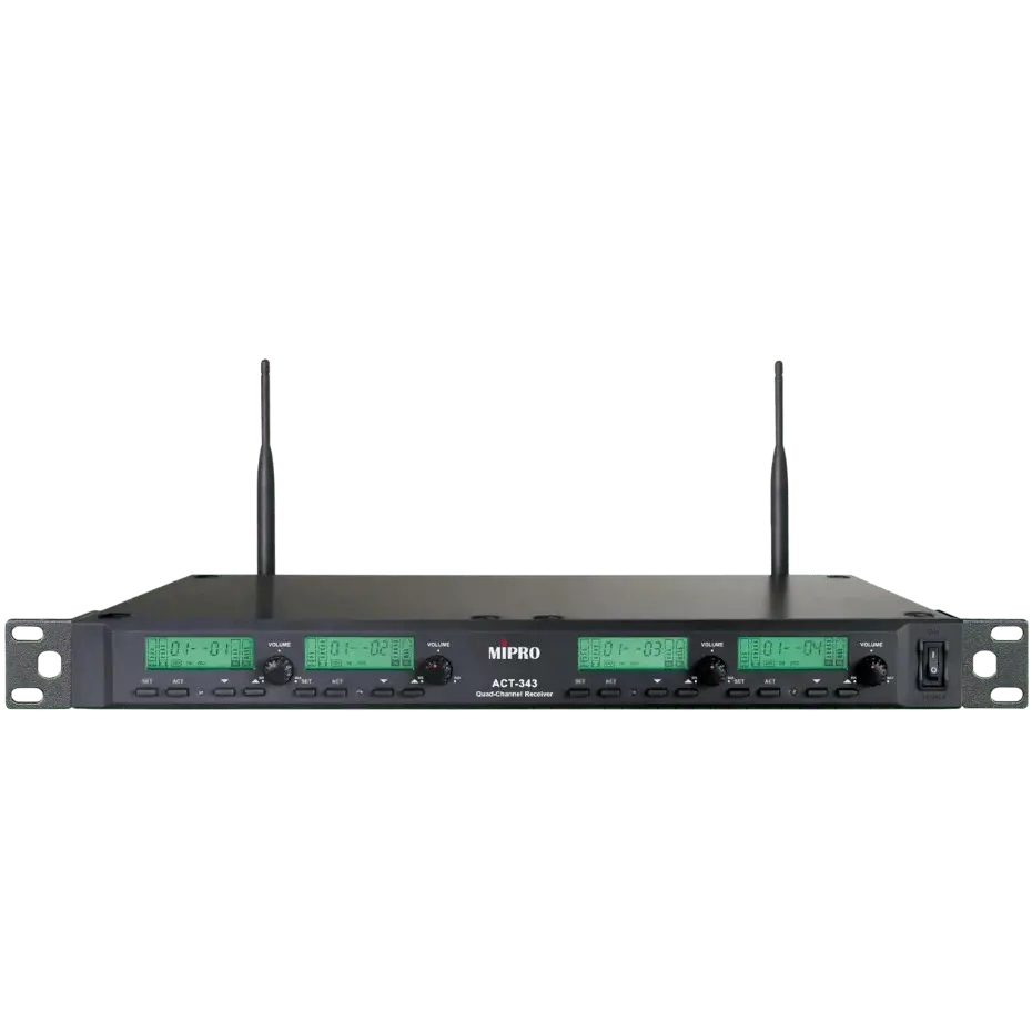 MIPRO ACT-343 UHF 類比四頻道接收機 32H*4 無線麥克風系統 - 主圖