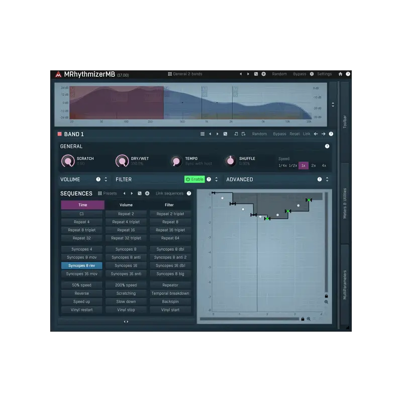 MeldaProduction MRhythmizerMB 多頻段節奏切割／時間操控效果器 Plugin (下載版) - 主圖