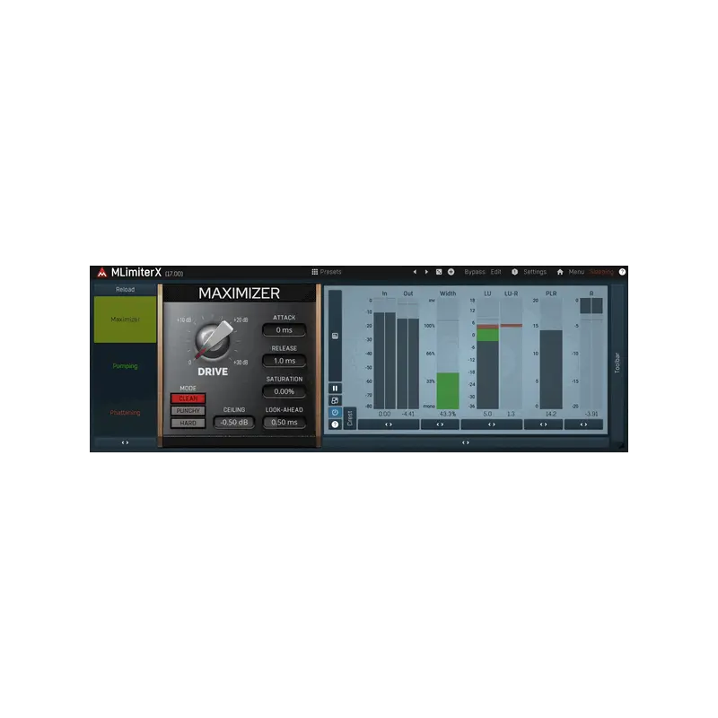 MeldaProduction MLimiterX 單頻段 Brickwall Limiter 效果器 Plugin (下載版) - 主圖
