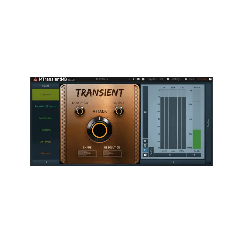 MeldaProduction MTransientMB 多頻段 Transient Shaper 效果器 Plugin (下載版) - 主圖
