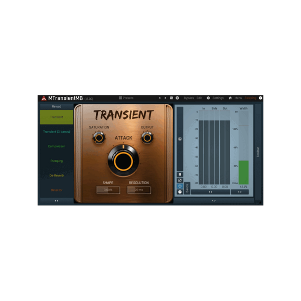 MeldaProduction MTransientMB 多頻段 Transient Shaper 效果器 Plugin (下載版) - 效果器軟體 Plugin