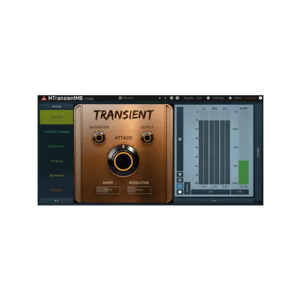 MeldaProduction MTransientMB 多頻段 Transient Shaper 效果器 Plugin (下載版) - 產品圖片 1