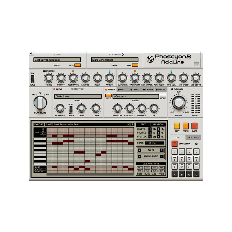 D16 Group Audio Software Phoscyon 2 TB-303 Bass 合成器音源 Plugin (下載版) - 主圖