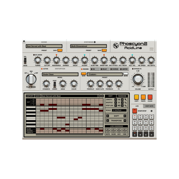 D16 Group Audio Software Phoscyon 2 TB-303 Bass 合成器音源 Plugin (下載版) - 音源軟體 Plugin 