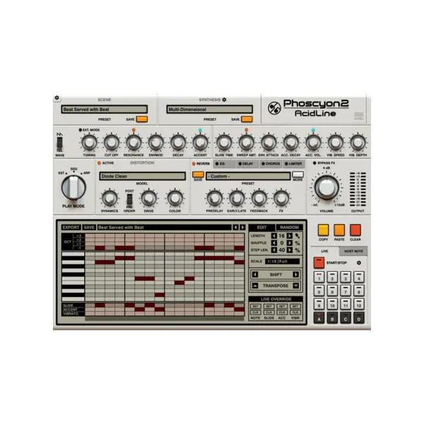 D16 Group Audio Software Phoscyon 2 TB-303 Bass 合成器音源 Plugin (下載版) - 產品圖片 1